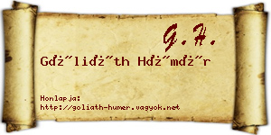 Góliáth Hümér névjegykártya